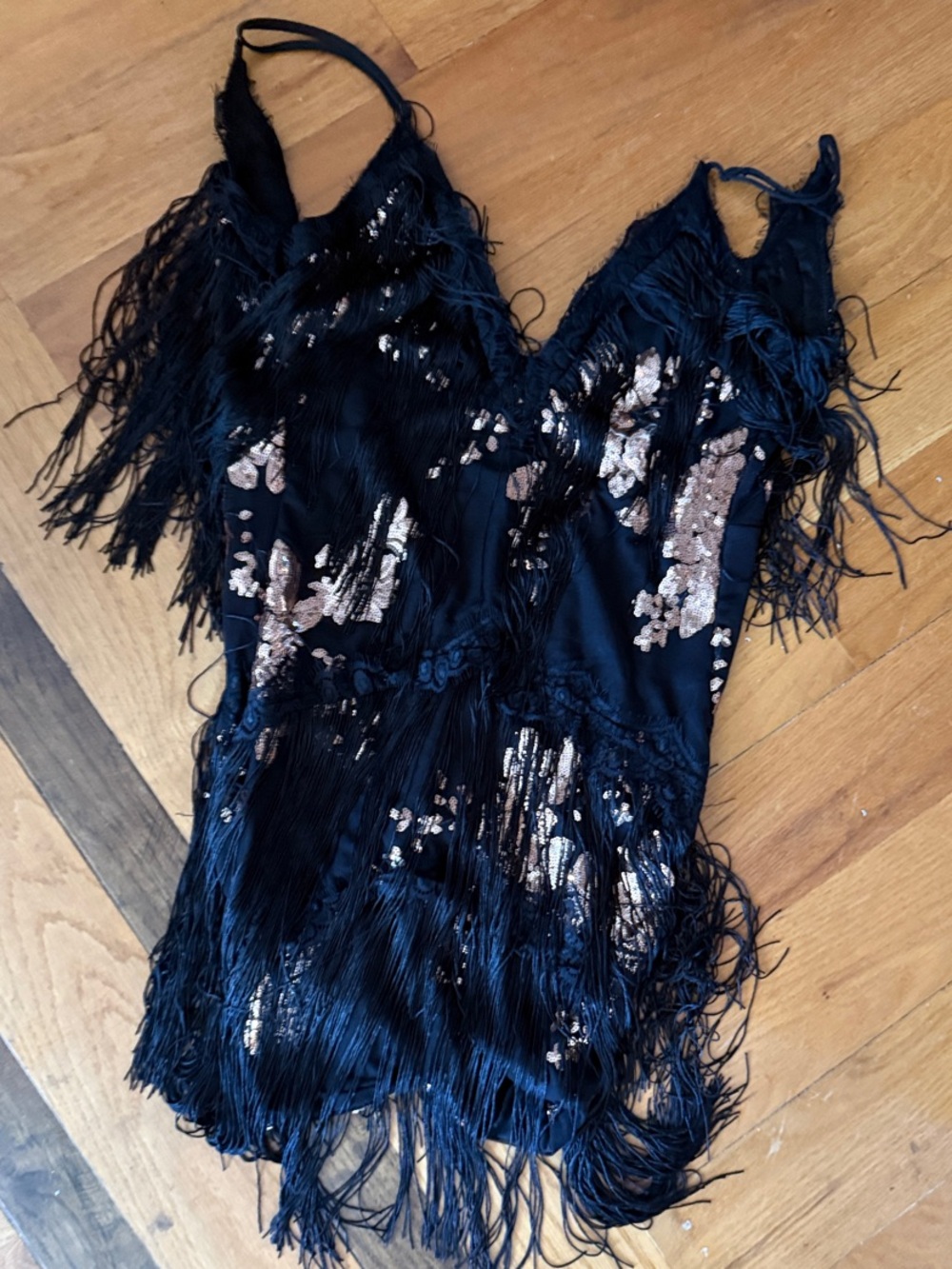 Black Fringe 1920s flapper Sequin dress